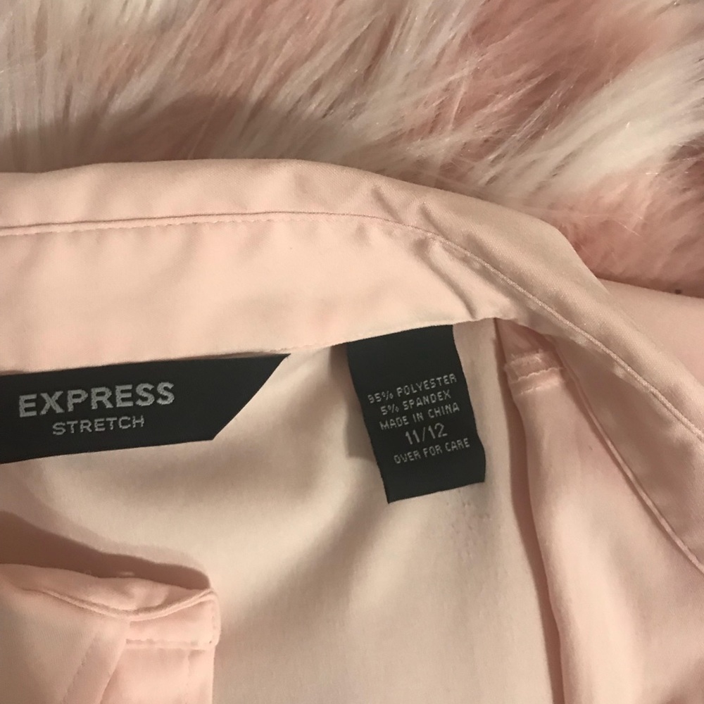 Express Stretch Button Down Shirt Light Pink - image 2